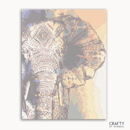 African Elephant paint by number with a style inspired by famous paintings and van gogh famous paintings elements.