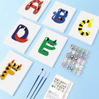 Each canvas measures 6” x 8” (15 x 20 cm) and is printed on high-quality numbered linen for easy and precise painting.