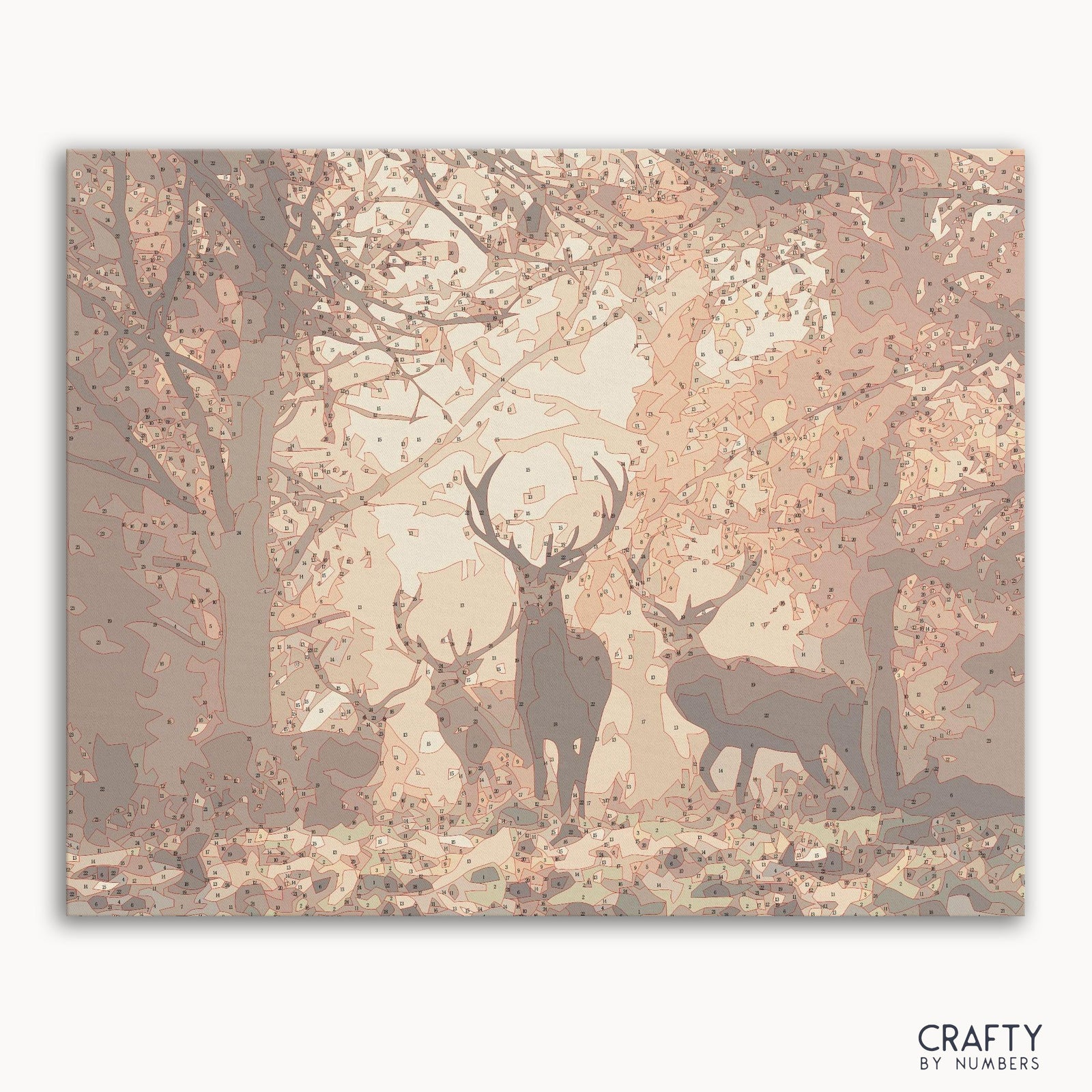 Tiere im Herbstwald malen nach Zahlen mit leuchtenden Farben, inspiriert von berühmten Gemälden und berühmten Maltechniken von Van Gogh.