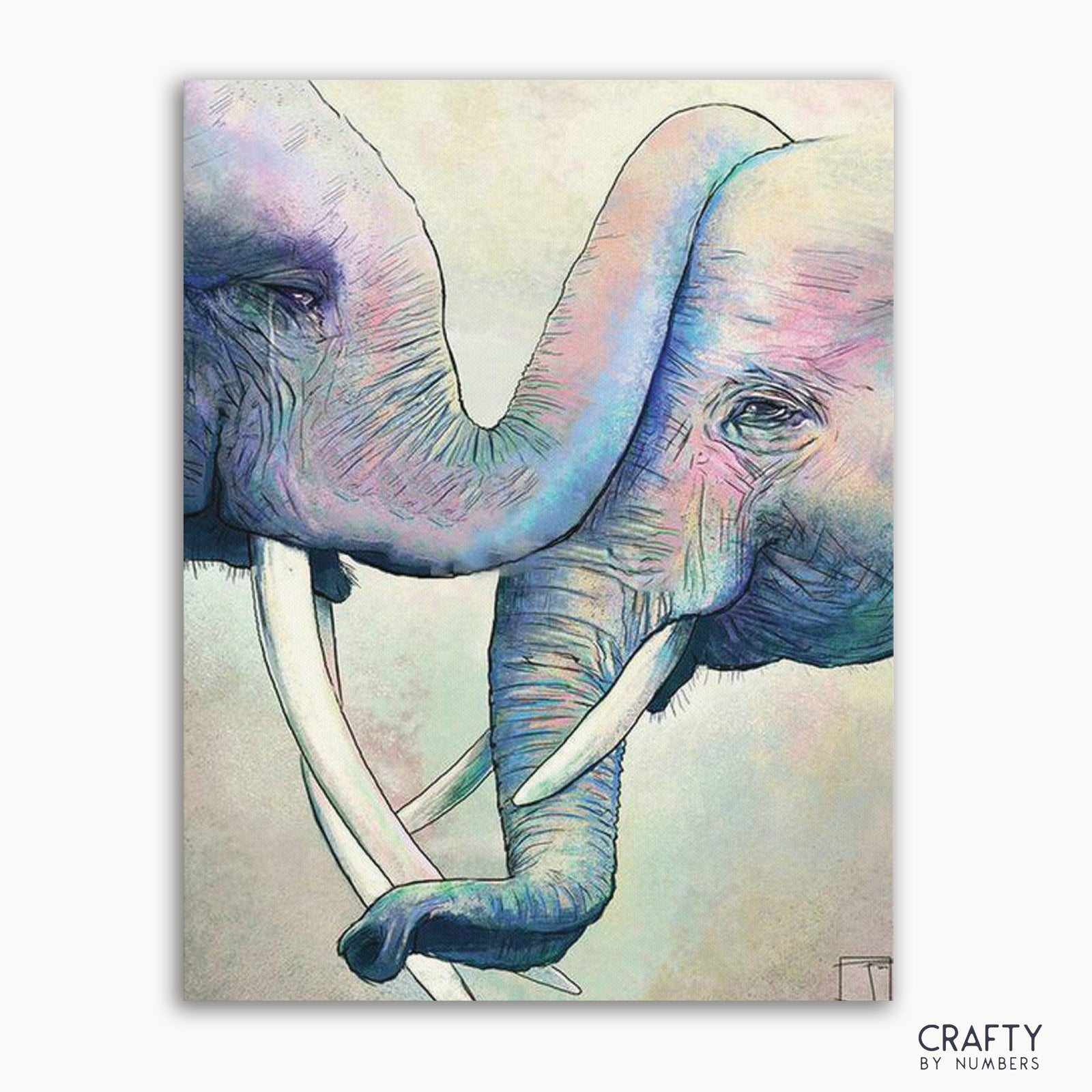 Elephants in Love finished paint by numbers artwork