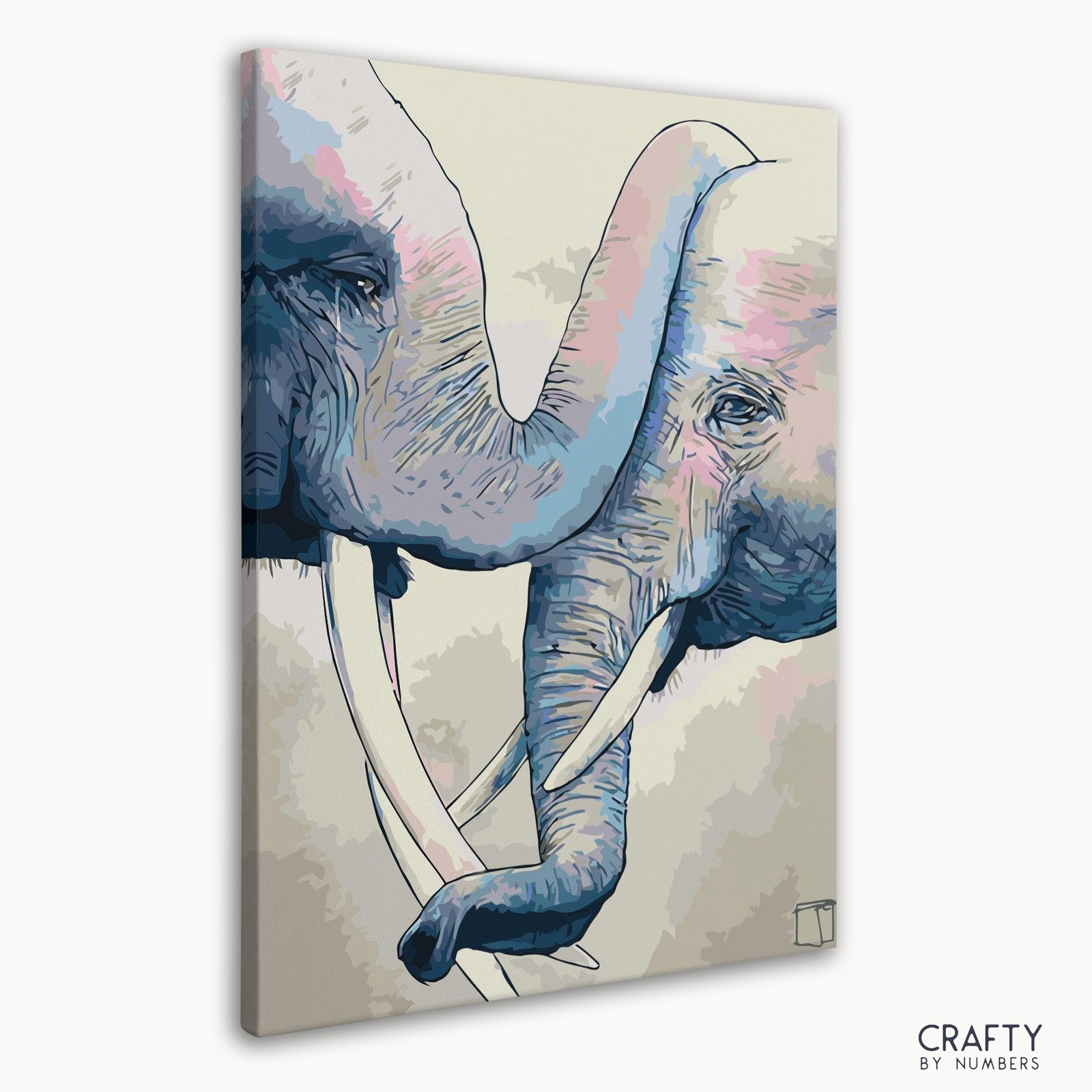 Close-up detail of Elephants in Love artwork