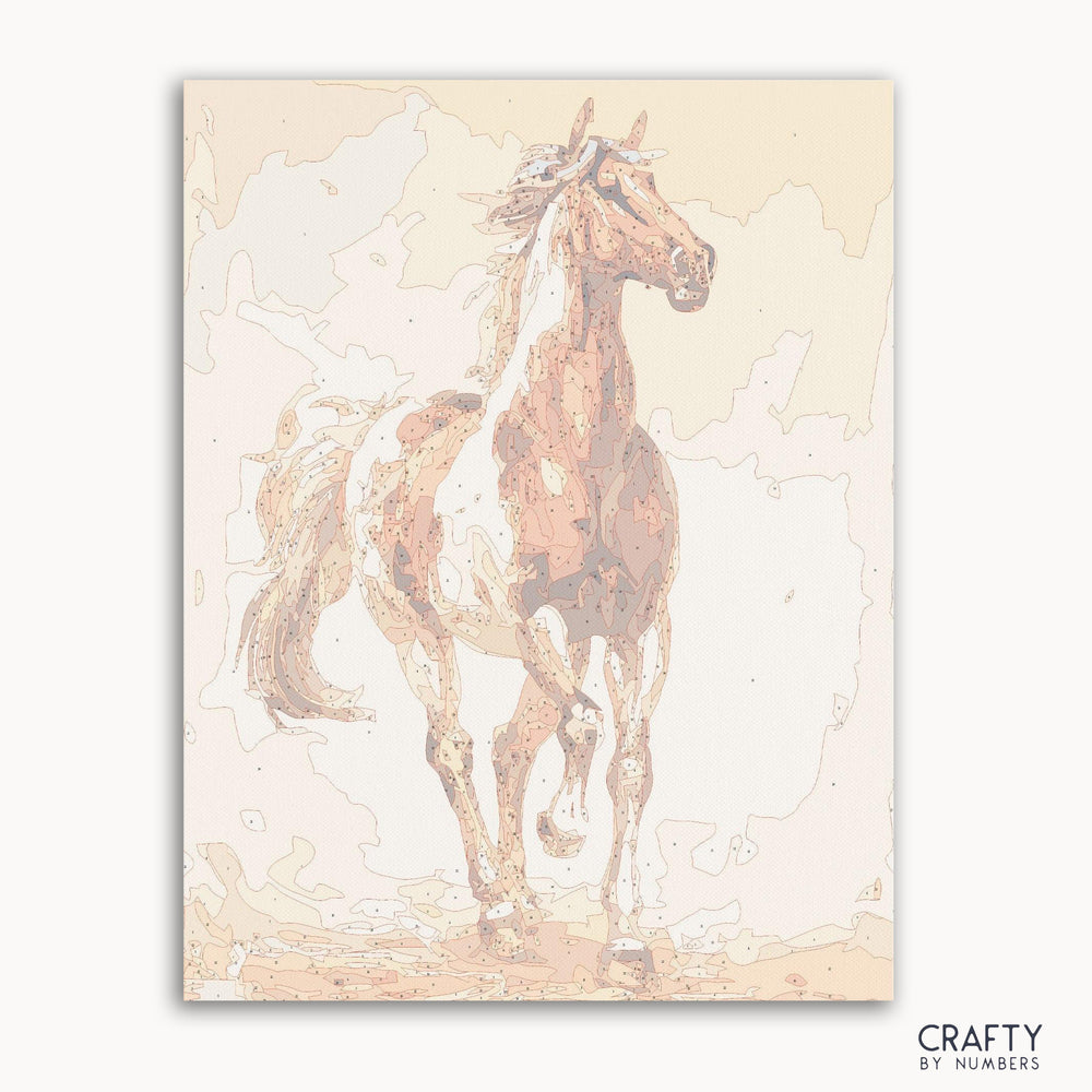 Art of Ford Mustang paint by number inspired by famous paintings with vibrant colors and dynamic brushwork.