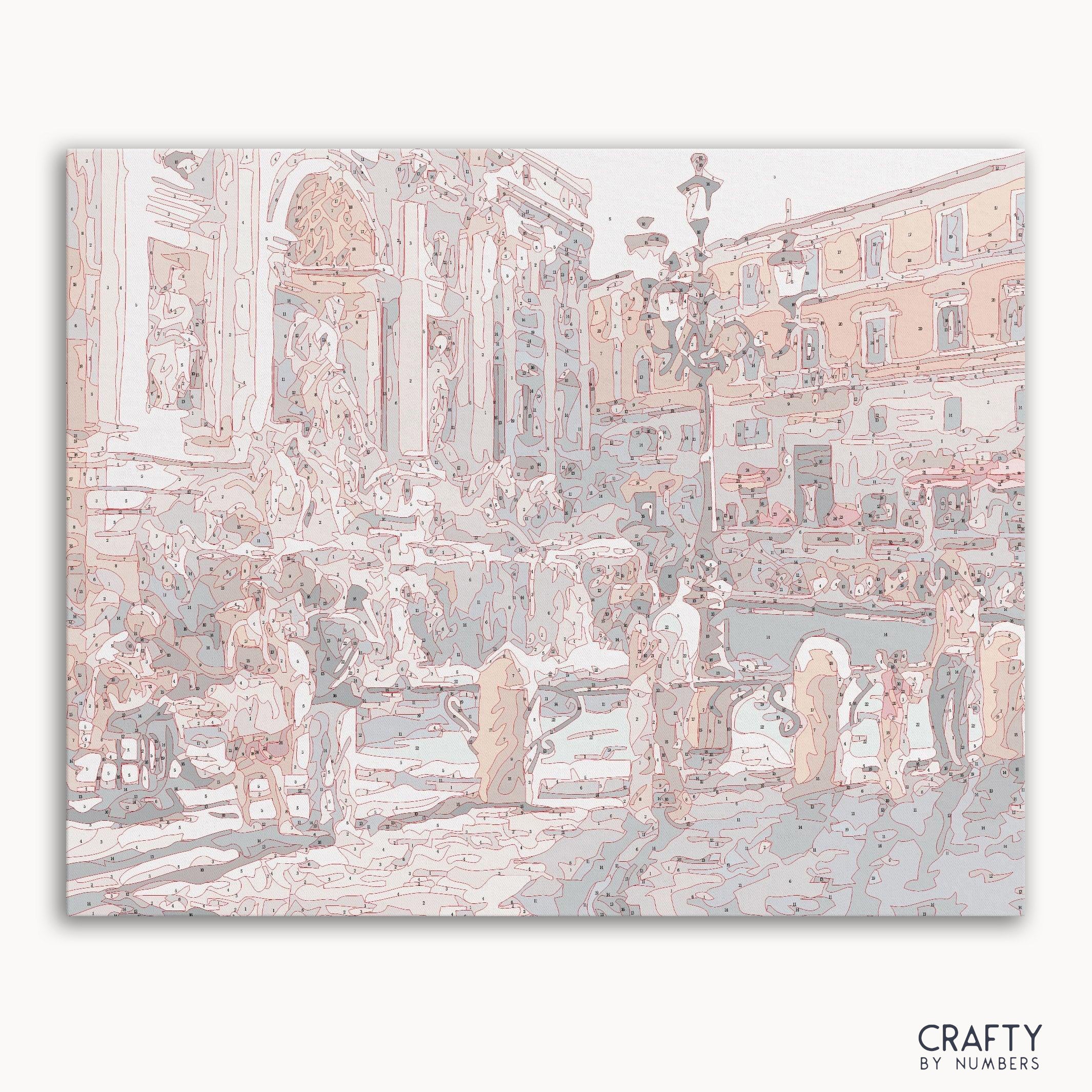 Art Of Trevi Fountain paint by number with vibrant colors inspired by famous paintings and van gogh famous paintings.