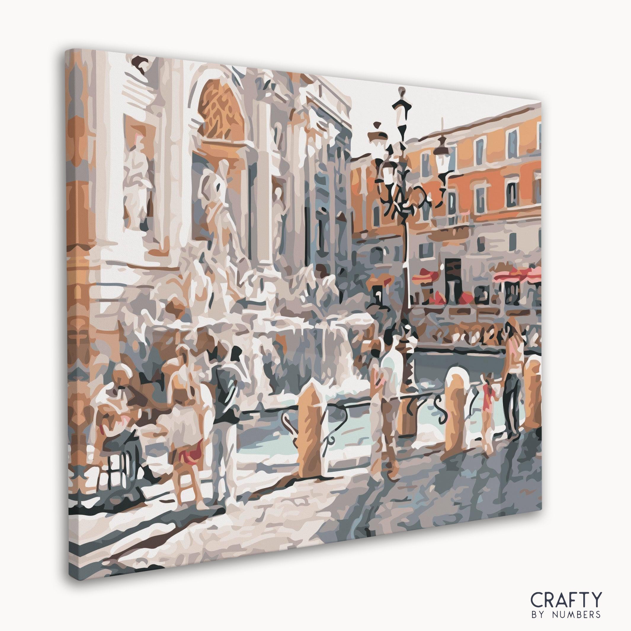 Detailed Art Of Trevi Fountain paint by number featuring classic scenes and famous landscape paintings.