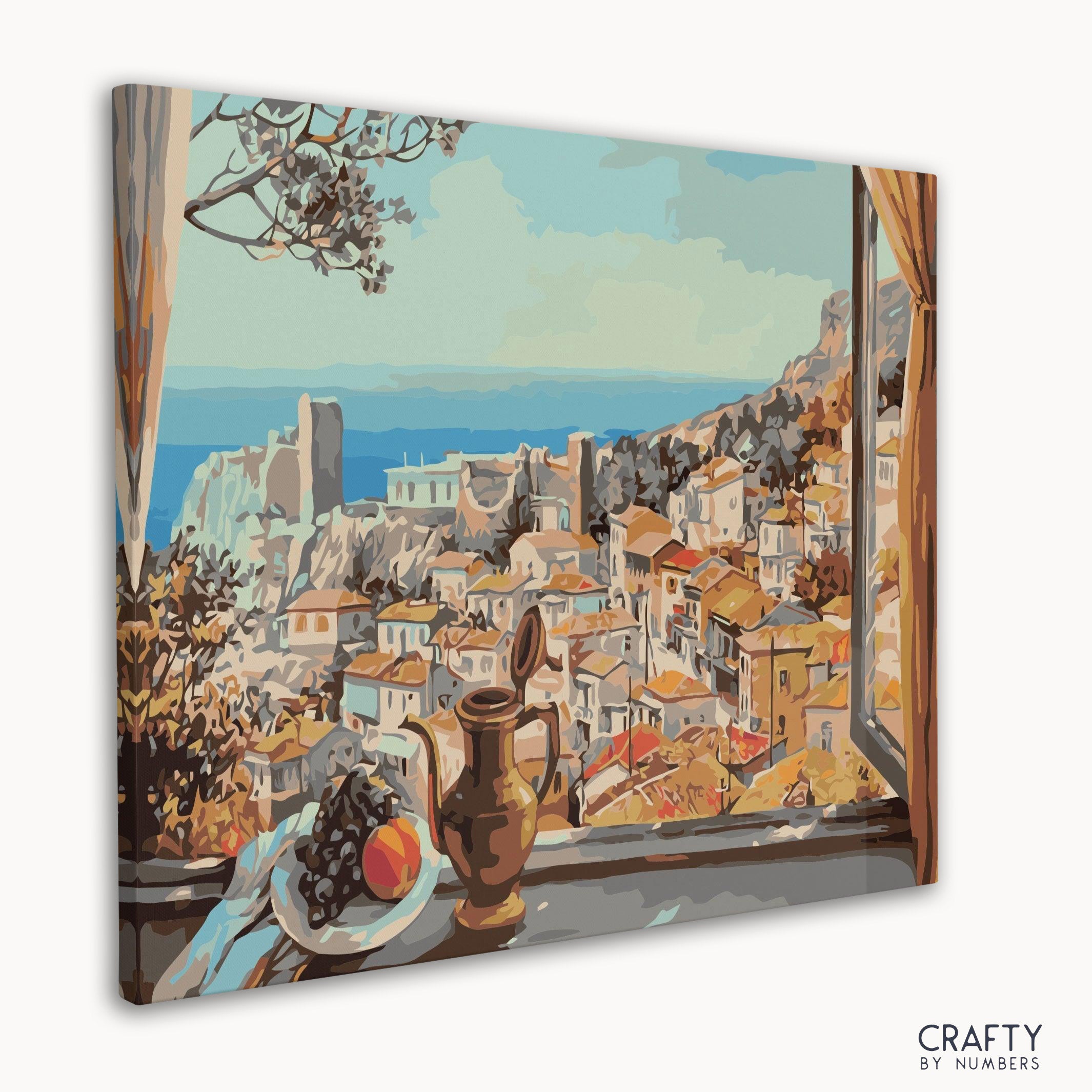 Artistic Village canvas with a colorful bouquet of wildflowers