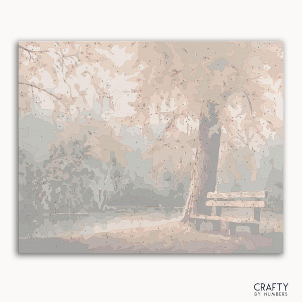 Autumn park paint by numbers kit with golden trees and walking path