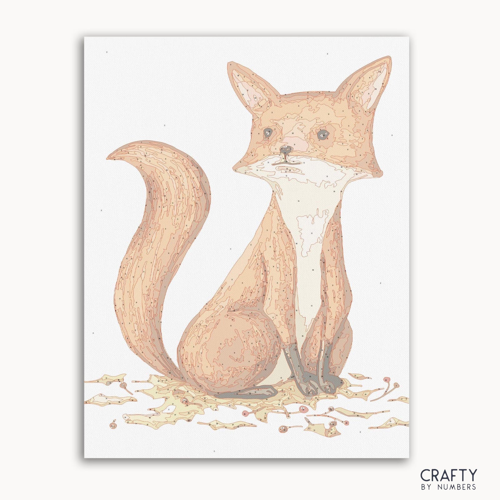 Baby Fox paint by numbers kit with canvas and paints