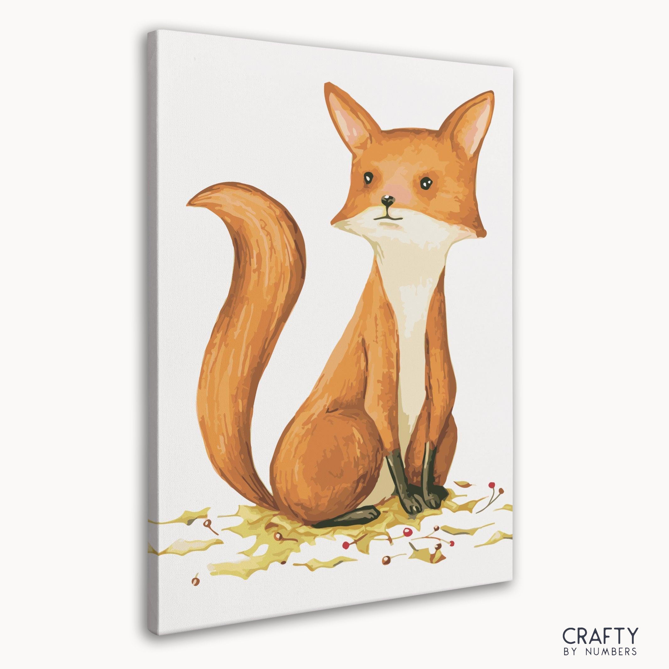 Paint by number baby fox design integrating famous landscape paintings characteristics and famous artists paintings techniques.