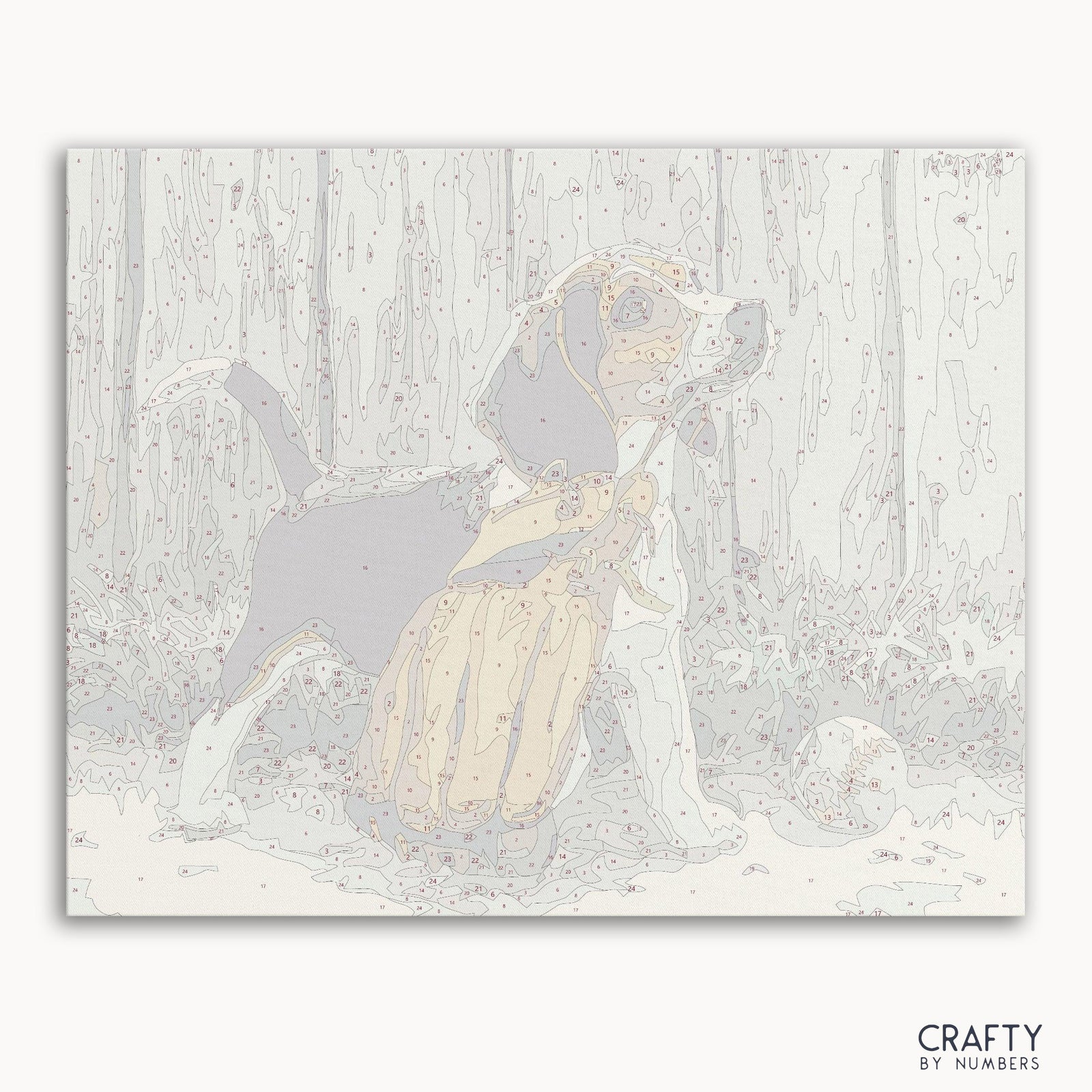 Baseball-Welpen-Hund-Malen-nach-Zahlen-Kunstwerk, inspiriert von berühmten Gemälden und dem berühmten Gemäldestil von Vincent Van Gogh.