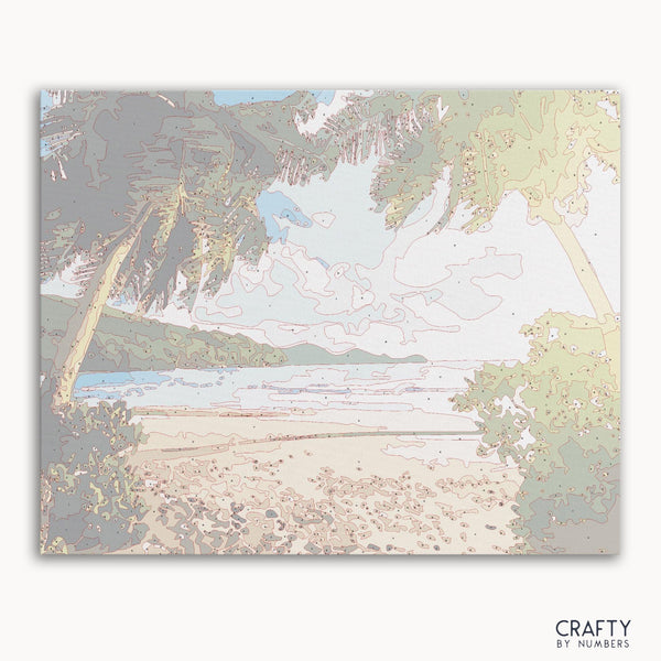 Beautiful summer paint by numbers kit with vibrant seaside sunset.