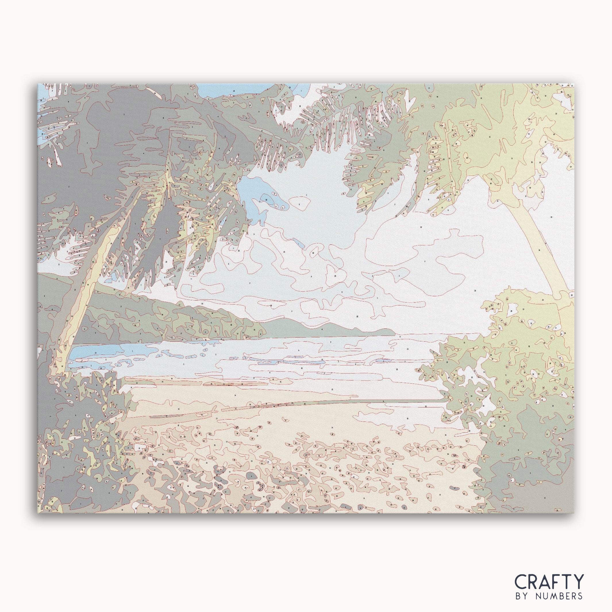 Beautiful summer paint by numbers kit with vibrant seaside sunset.