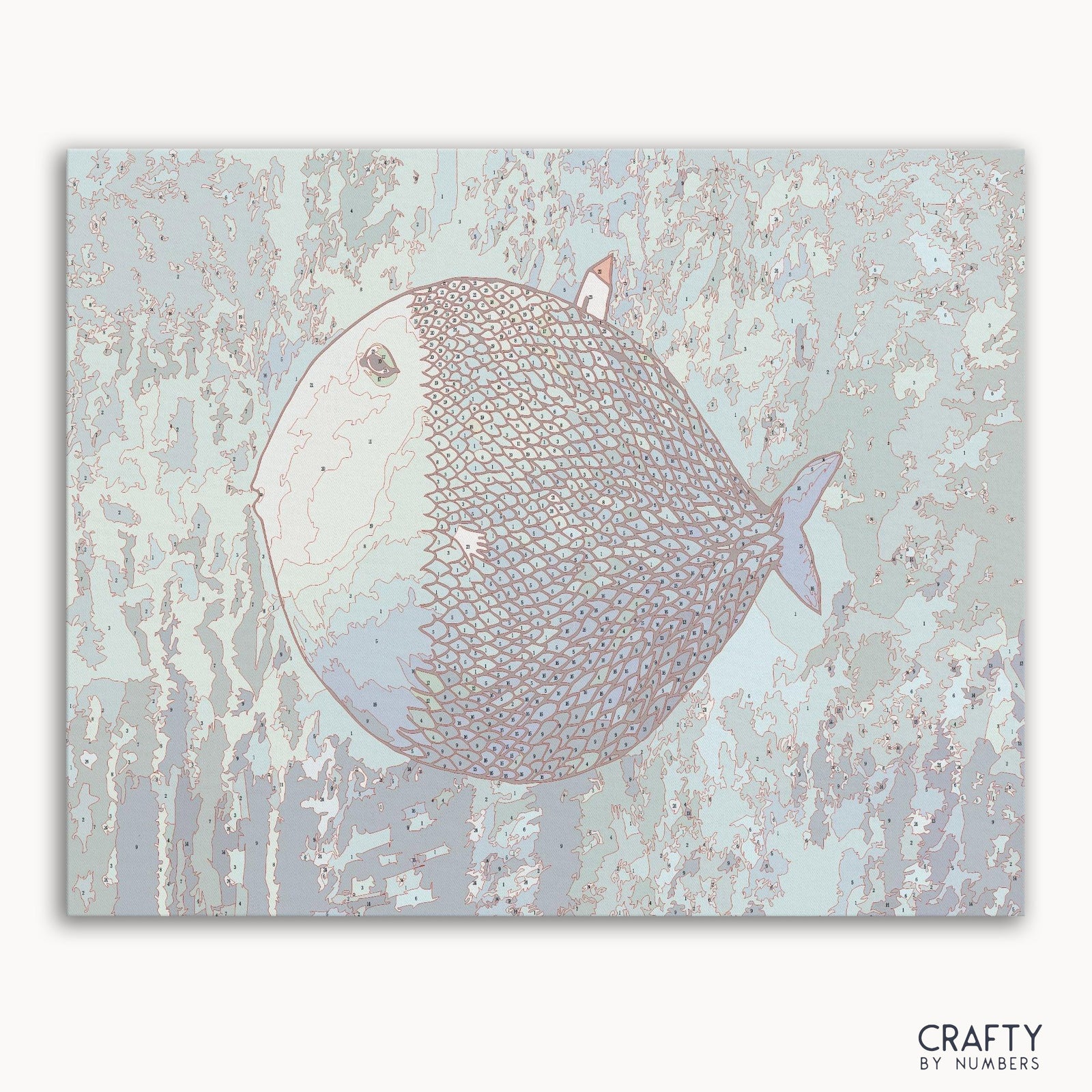 Peinture Big Fish par numéro inspirée de peintures célèbres présentant des couleurs vives et des détails complexes, rappelant le style des peintures célèbres de Vincent Van Gogh.