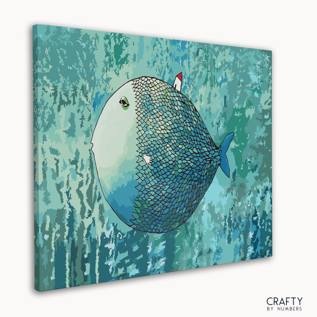 Detailed Big Fish paint by number with bold strokes and shades, reflecting most famous paintings techniques in landscape art.