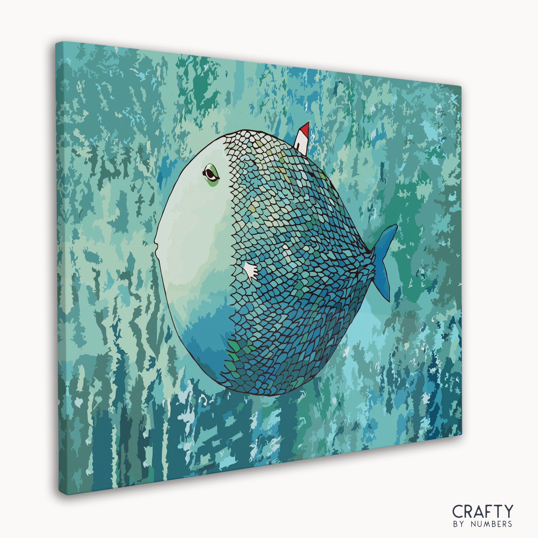 Detailed Big Fish paint by number with bold strokes and shades, reflecting most famous paintings techniques in landscape art.