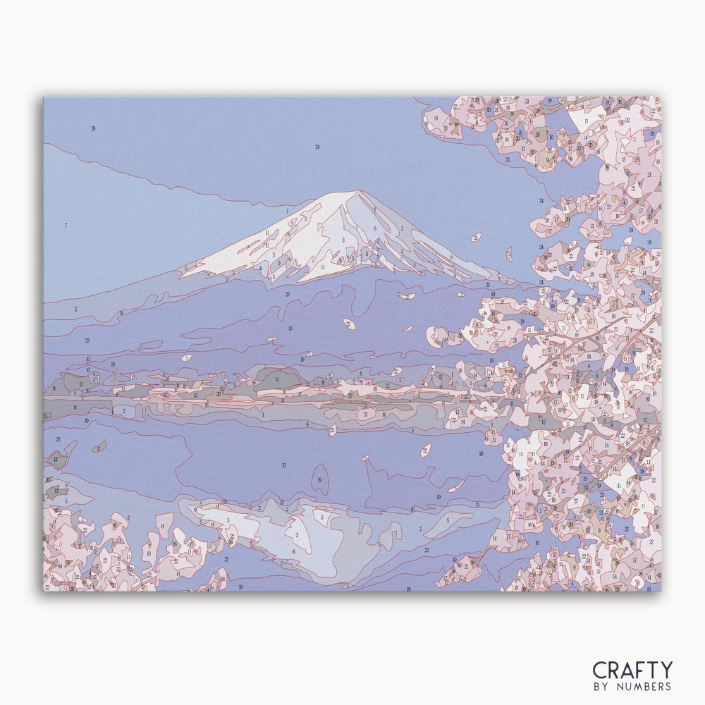 Blossom Lake View paint by number inspired by famous paintings with vivid colors and nature scenery.