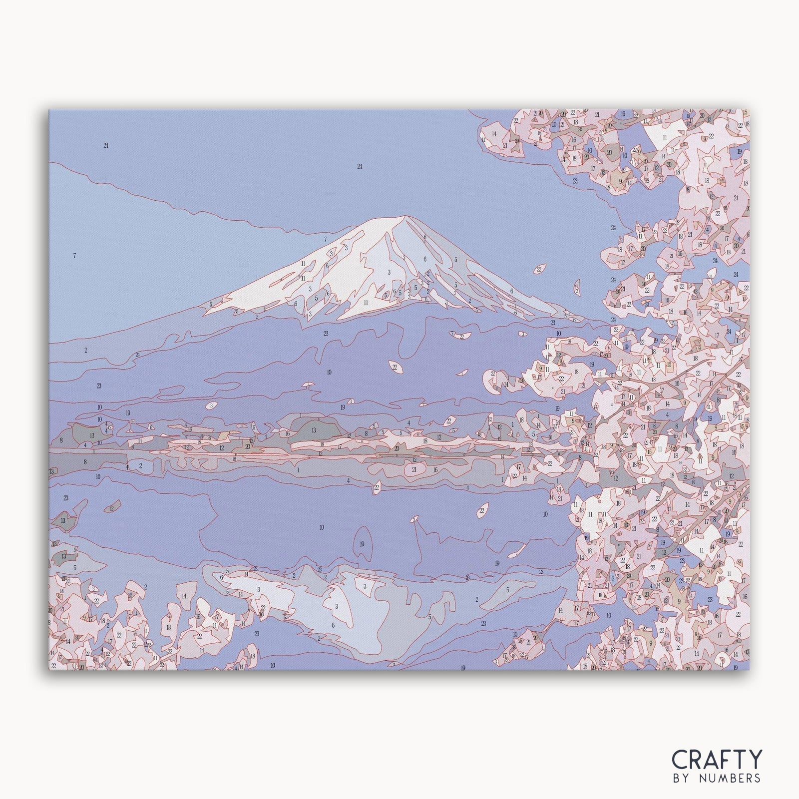 Blossom Lake View paint by numbers kit with numbered canvas and paints