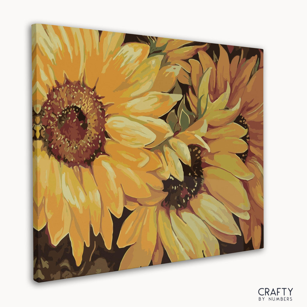 Bright Blossom Sunflowers paint by number with floral details reflecting famous flower paintings and famous landscape paintings.