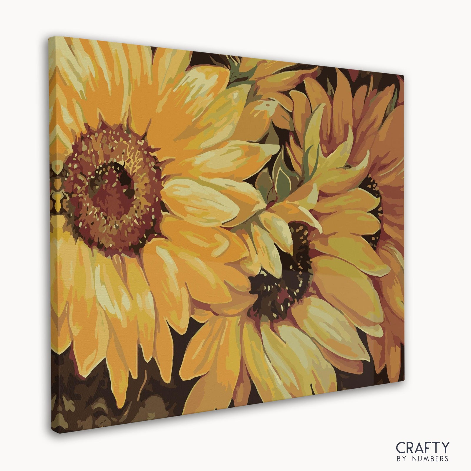 Close-up of blossom Sunflowers on the numbered canvas
