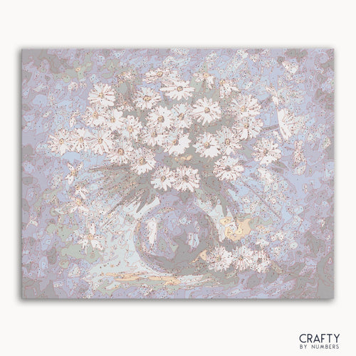 Blue Daisy Floret paint by number inspired by famous paintings including vincent van gogh famous paintings and famous landscape paintings.