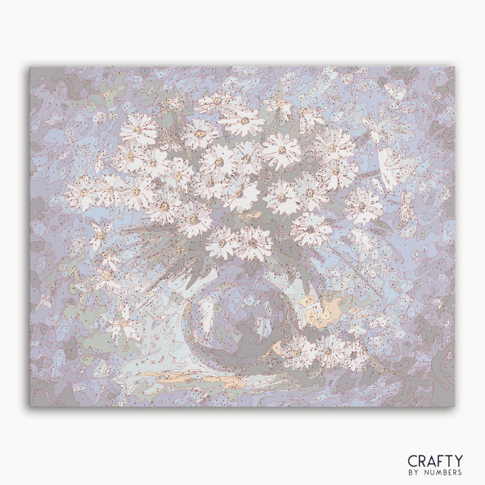 Blue Daisy Floret paint by number inspired by famous paintings including vincent van gogh famous paintings and famous landscape paintings.
