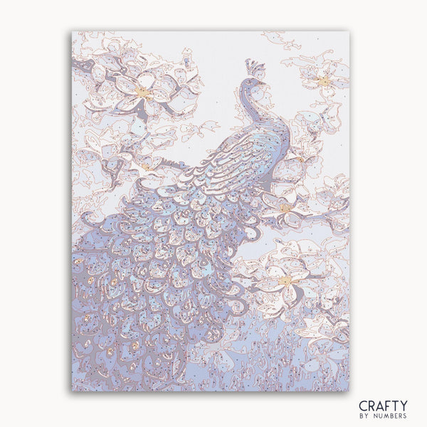 Blue Peacock Art paint by number showcasing vibrant feathers inspired by famous paintings including vincent van gogh famous paintings and famous landscape paintings.