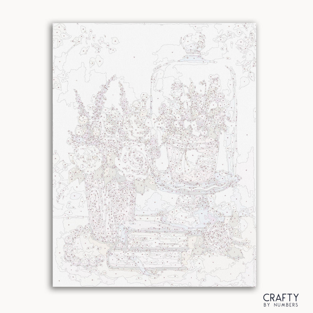 Books & Flowers paint by number featuring elements inspired by famous paintings and van gogh famous paintings style.