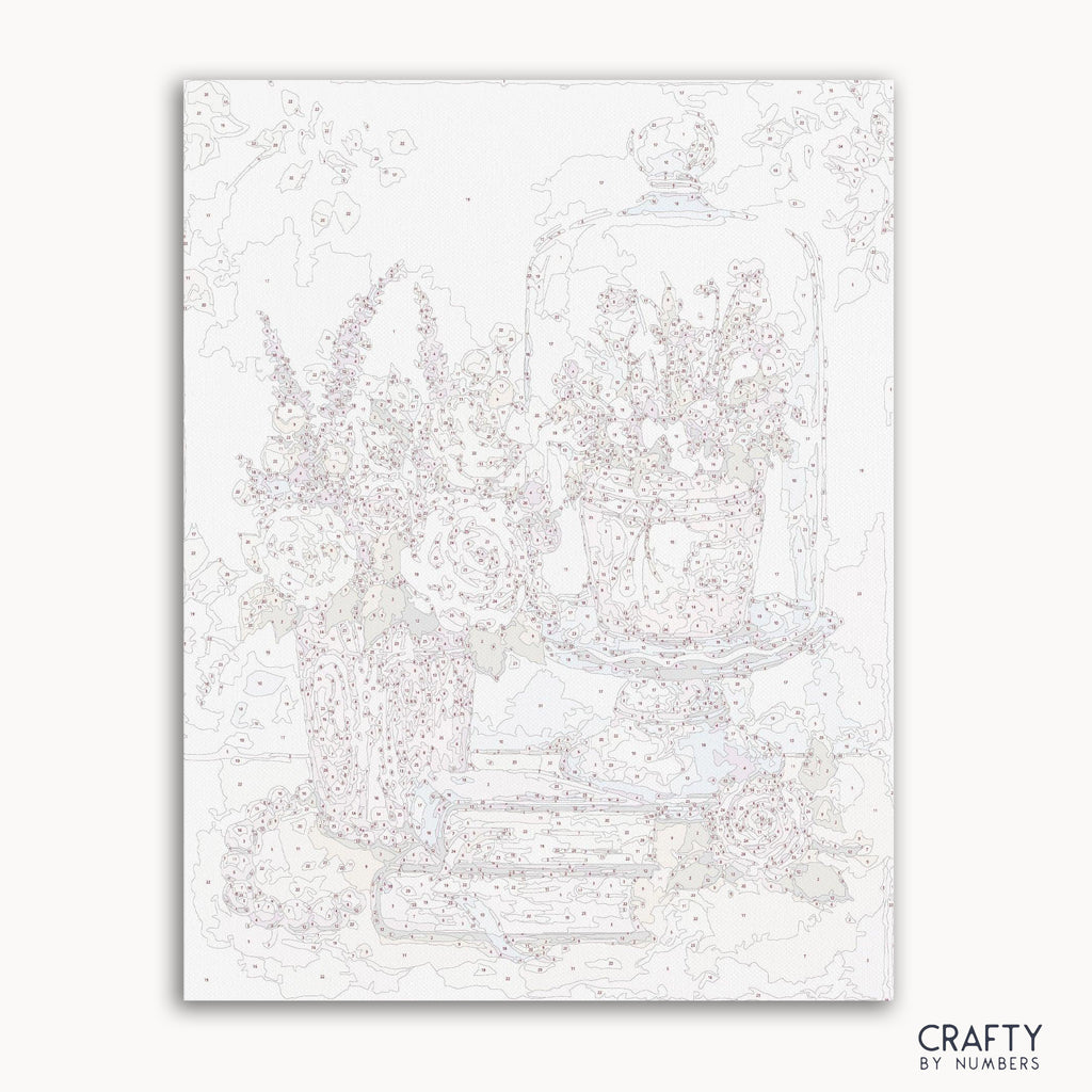 Books & Flowers paint by number featuring elements inspired by famous paintings and van gogh famous paintings style.