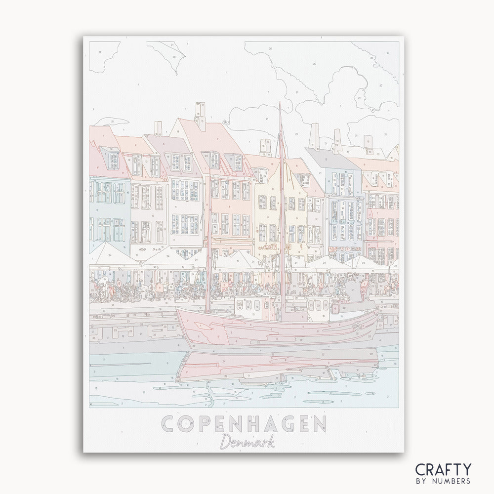 canvas of COPENHAGEN paint by number travel poster