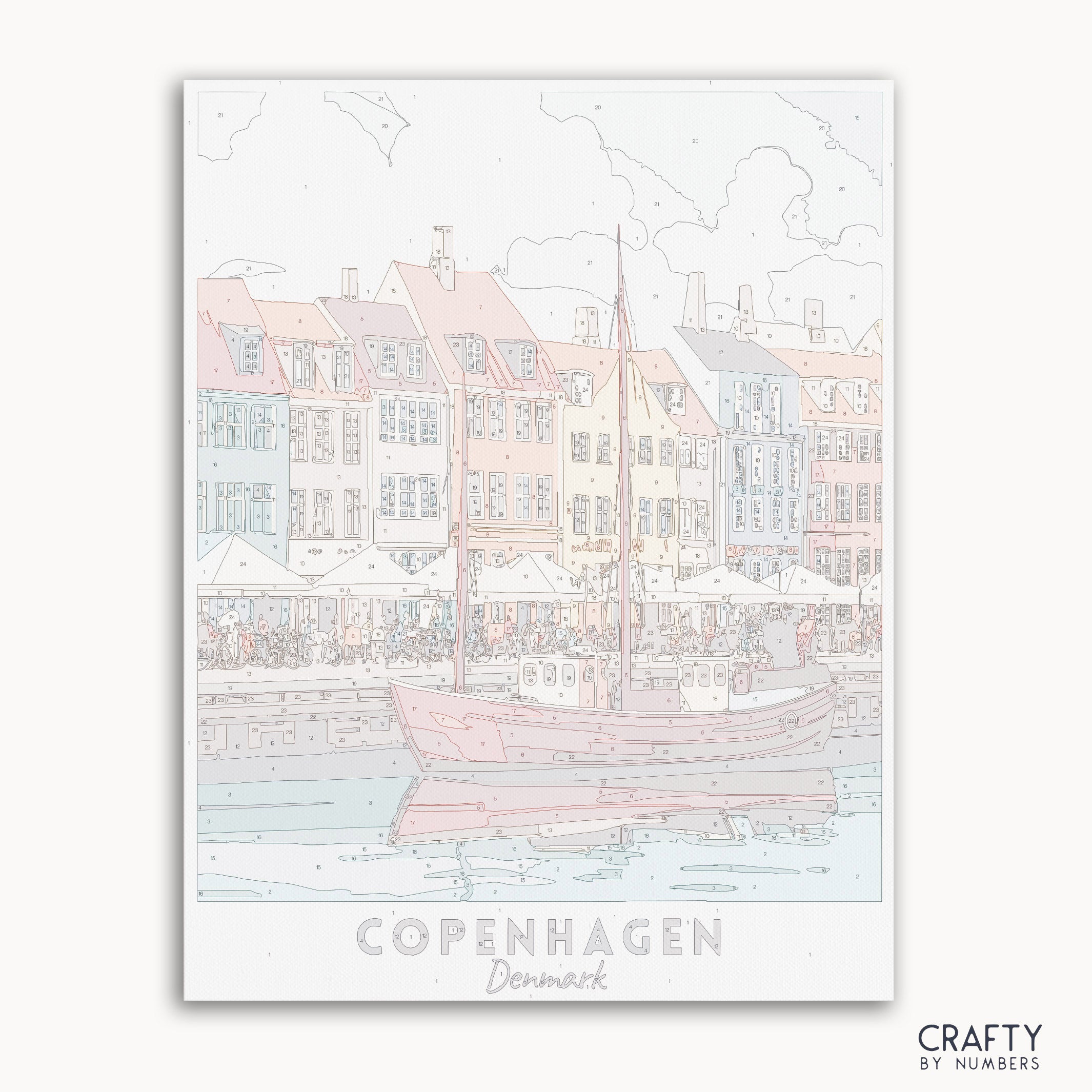 canvas of COPENHAGEN paint by number travel poster