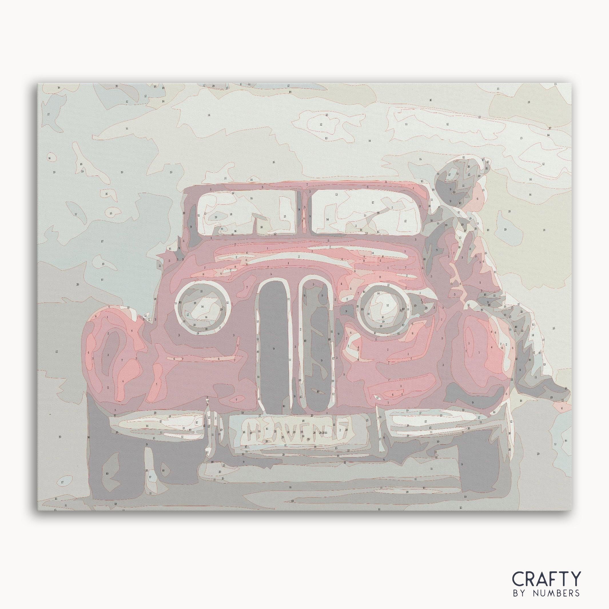 Child waiting on antique car paint by number inspired by famous paintings and vincent van gogh famous paintings.