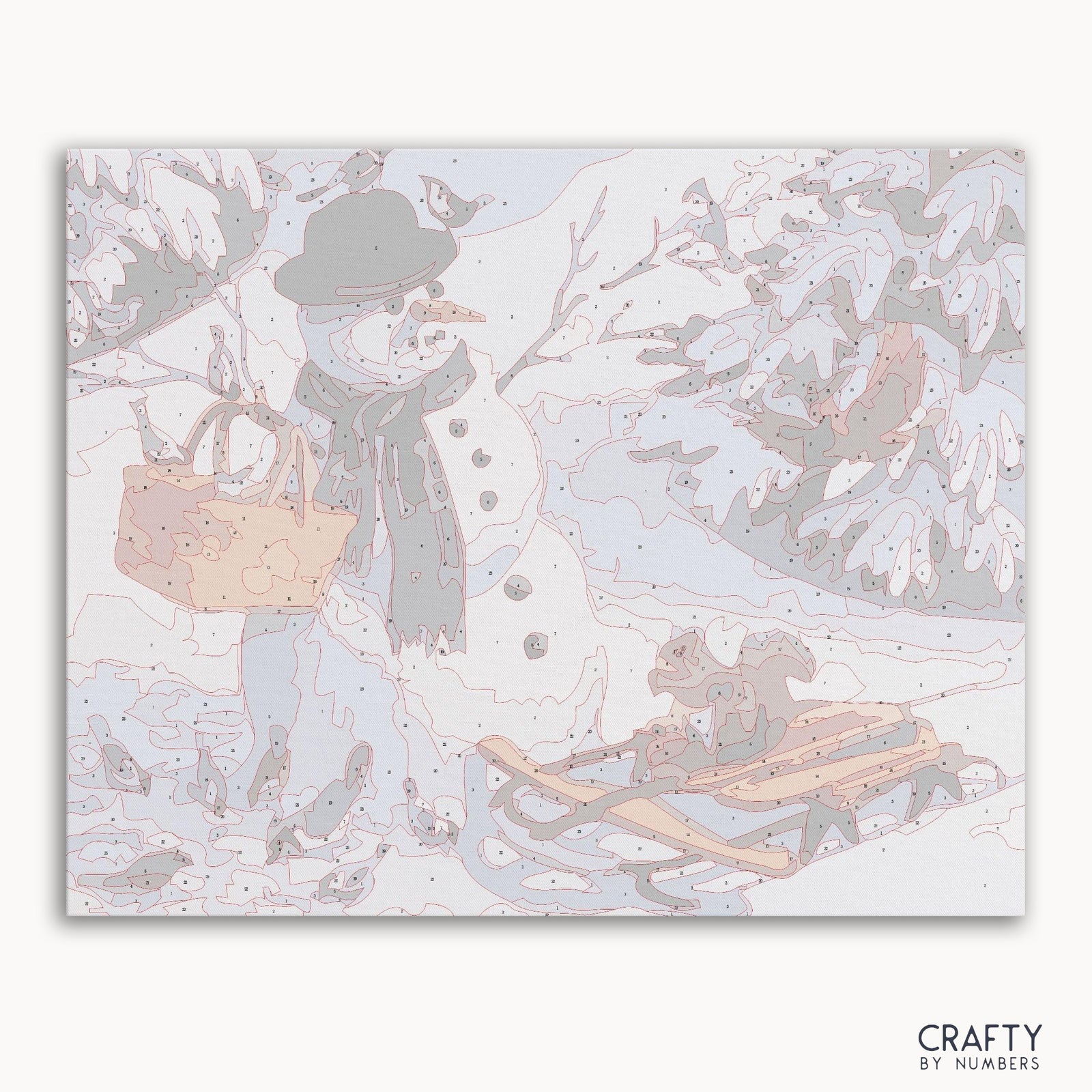 Christmas Gift Snowman paint by numbers kit with canvas and paints