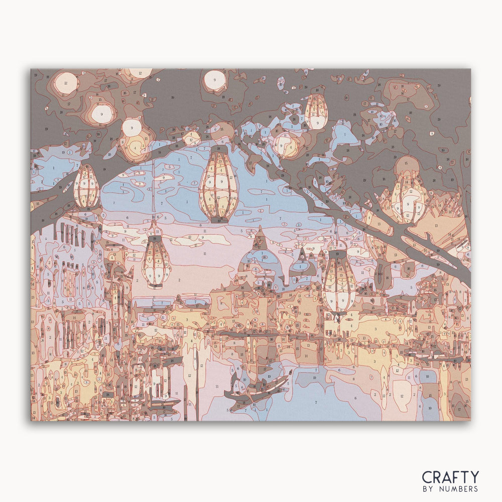 City Lights Of Venice paint by numbers kit with numbered canvas and paints
