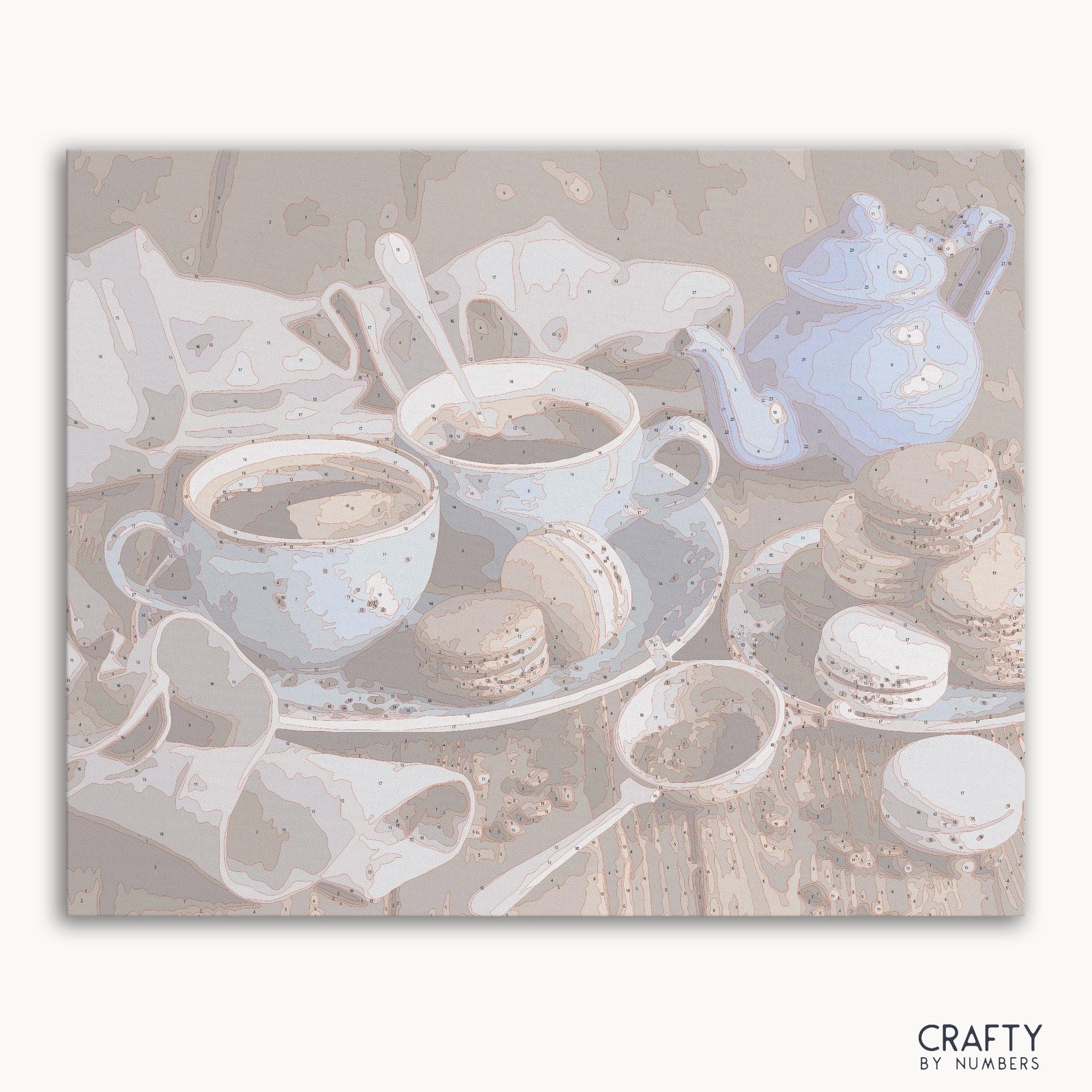 Pintura de café con galletas por números inspirada en pinturas famosas y estilos de pinturas famosas de Van Gogh.