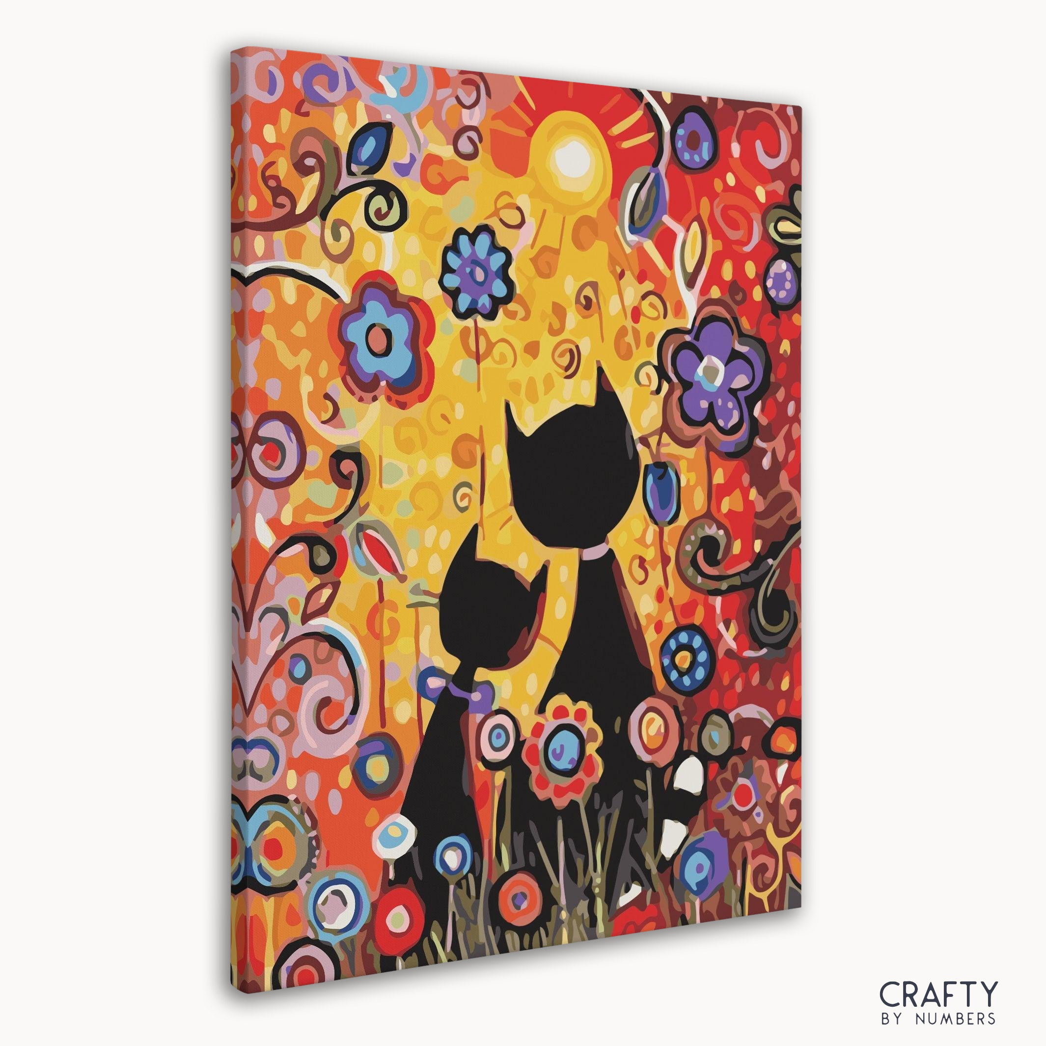 Colorful Cats Art paint by number inspired by famous paintings featuring vibrant uses of color like vincent van gogh famous paintings and famous abstract paintings.