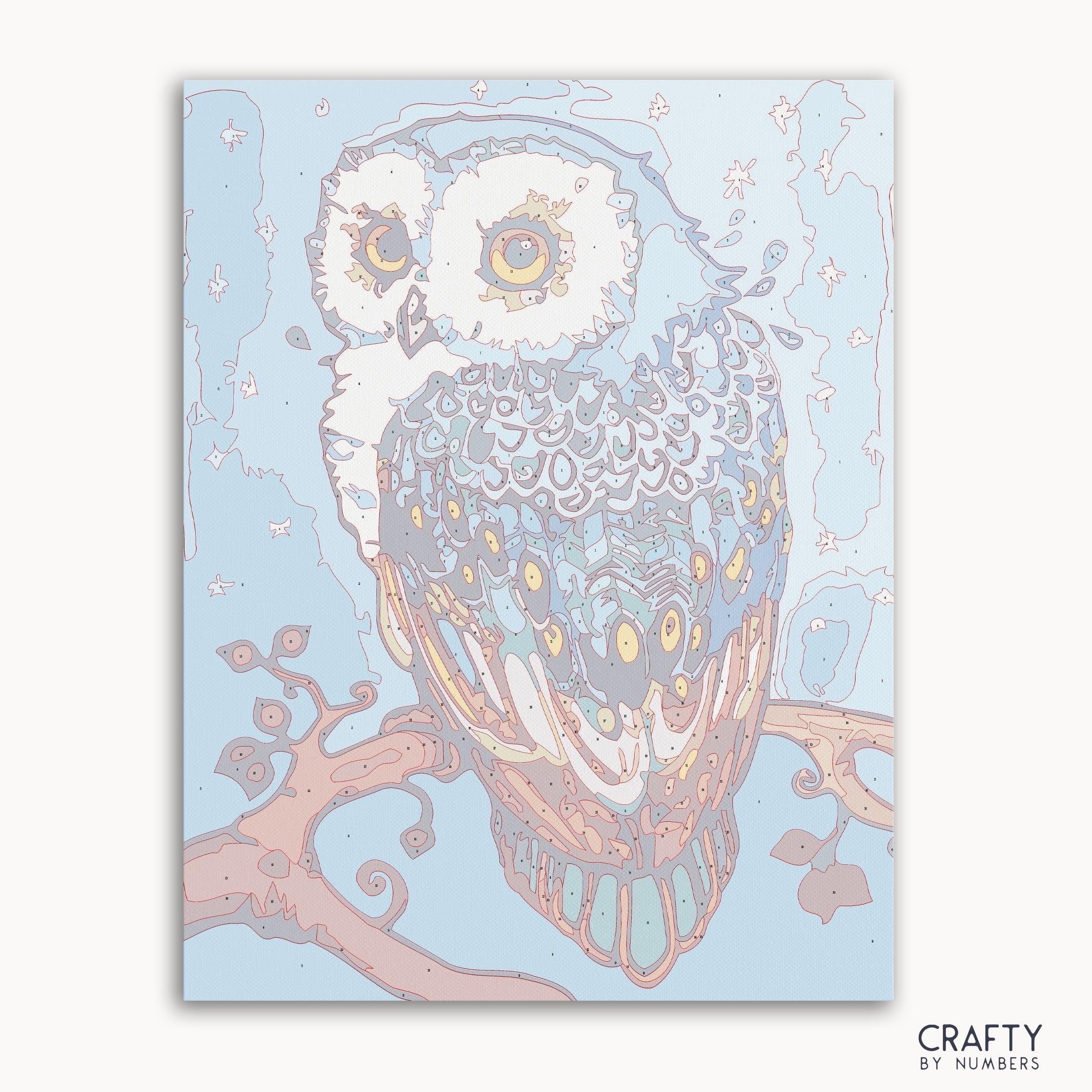 Colorful Owl paint by number inspired by famous paintings and vincent van gogh famous paintings artistry.