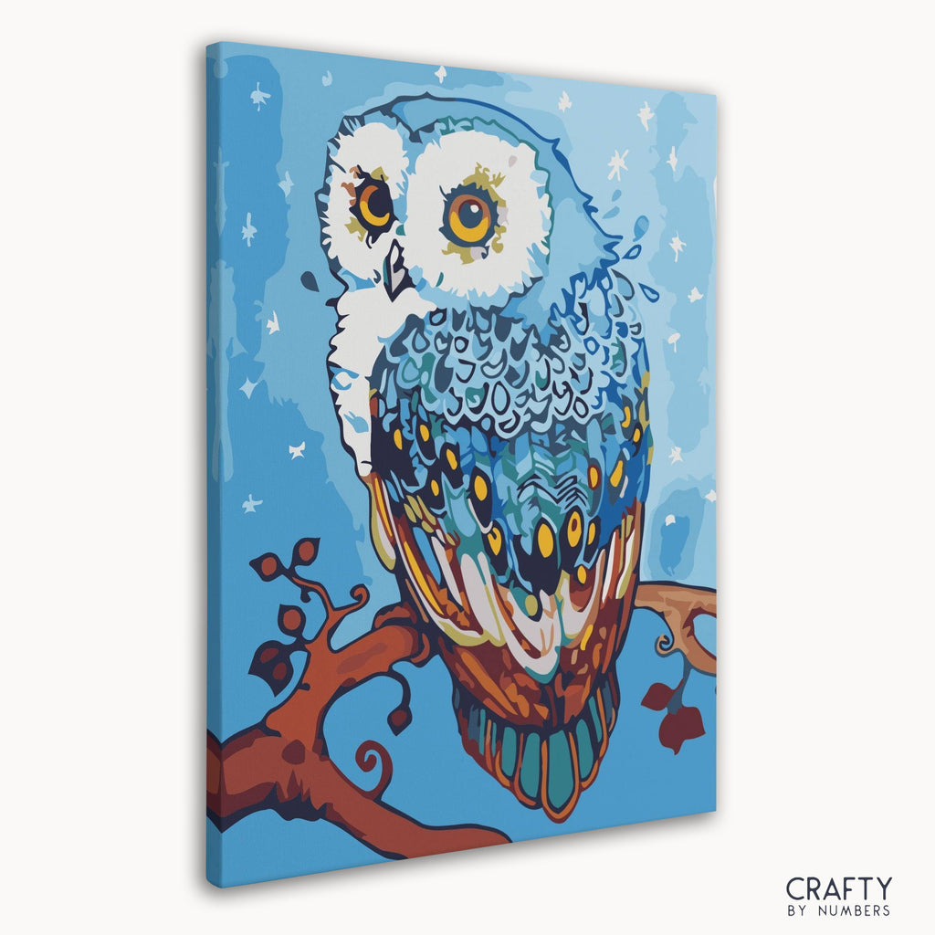 Vibrant owl artwork reminiscent of most famous paintings and famous landscape paintings styles.