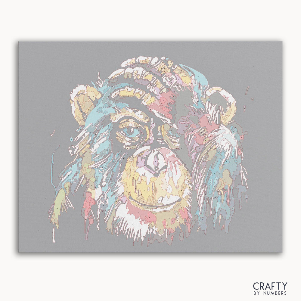 Colorful Monkey paint by number with vibrant hues, inspired by famous paintings and van gogh famous paintings style.
