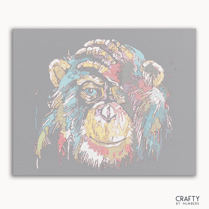 Colorful Monkey paint by number with vibrant hues, inspired by famous paintings and van gogh famous paintings style.