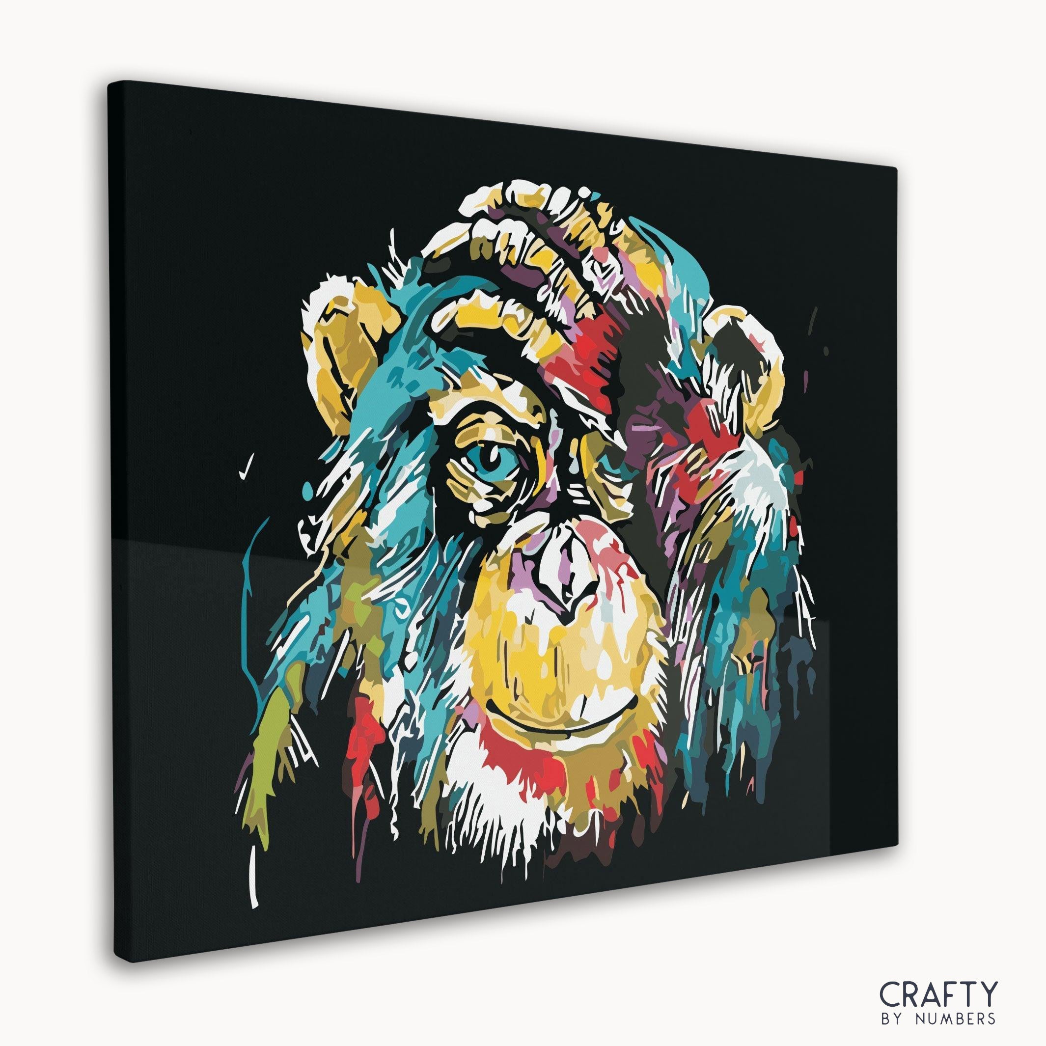 Bright and playful Colorful Monkey paint by number capturing the energy of famous landscape paintings and famous artists paintings.