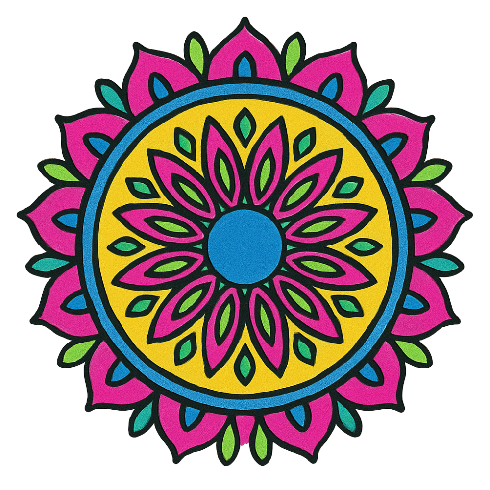 colorful radiant mandala by crafty by numbers using paint by numbers