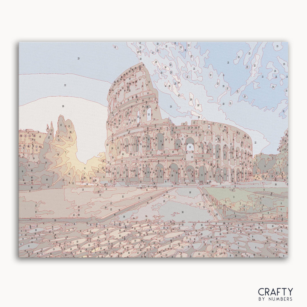 Kit de peinture par numéros du Colisée de Rome au coucher du soleil
