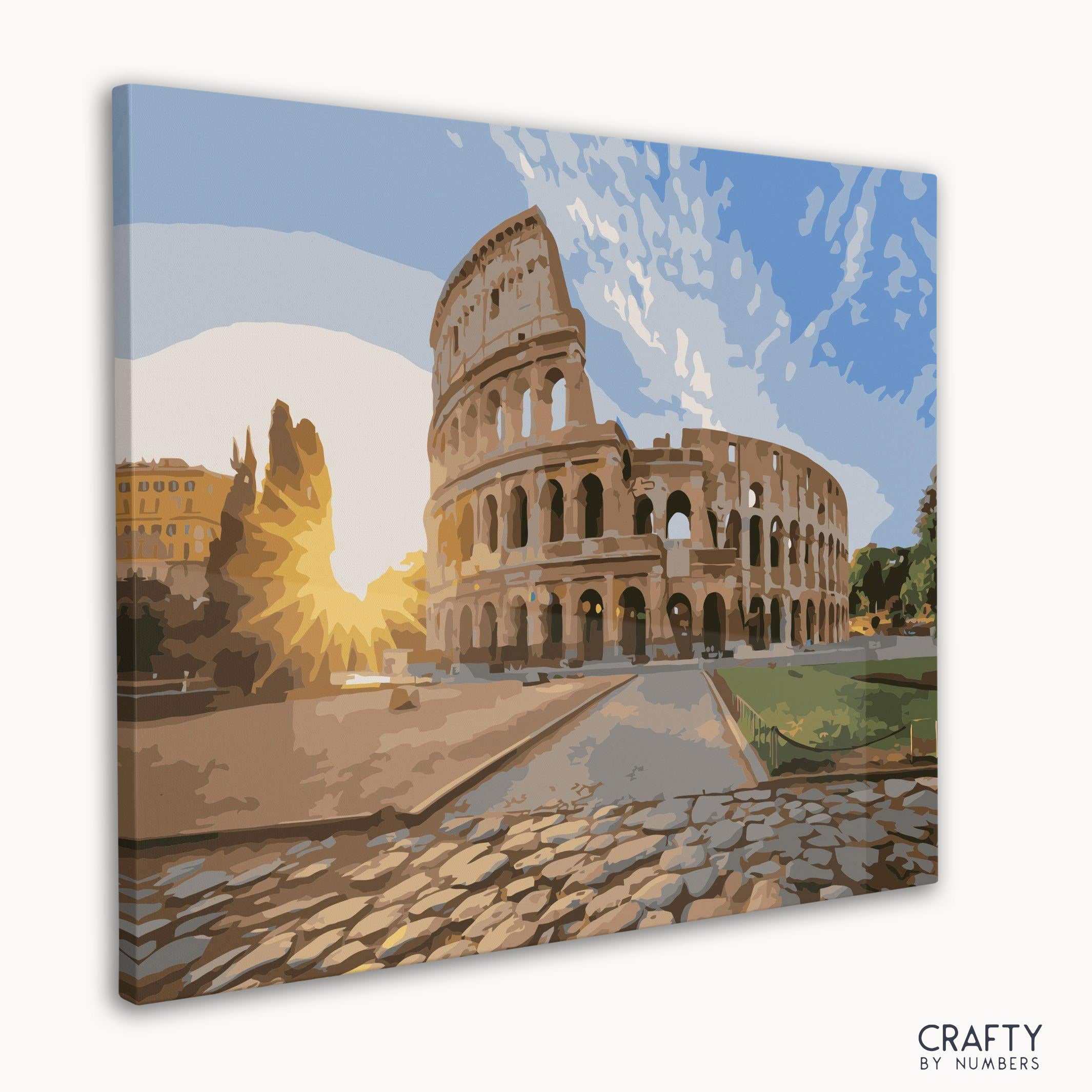 DIY painting kit featuring the Colosseum with dramatic sky