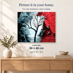 Dark to Light displayed on a sunlit wall. Canvas size 50 × 40 cm.