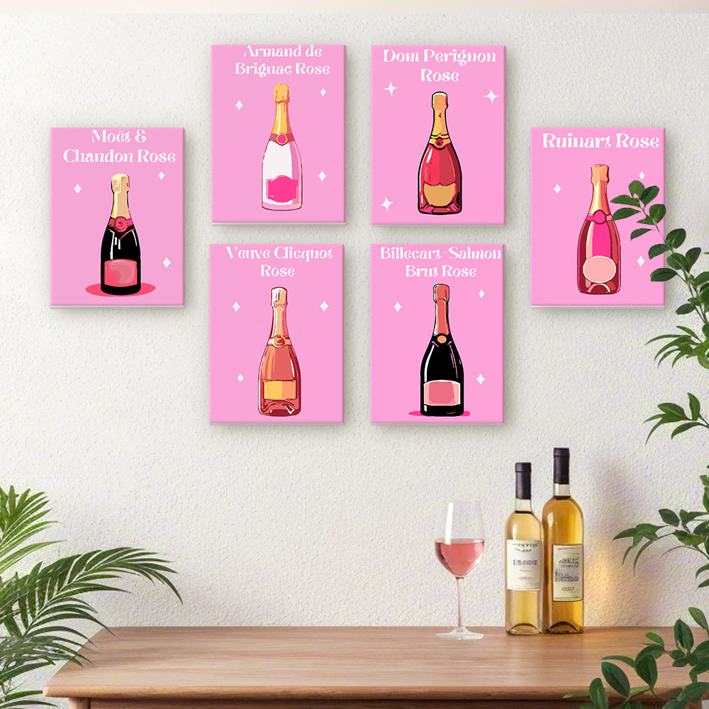 different Rosé Champagne on wall by crafty by numbers