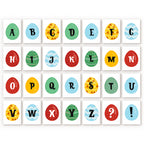 Easter Egg Hunt Alphabet paint by numbers kit featuring a bright patterned egg with the letter A hidden inside on a 6x8 inch linen canvas