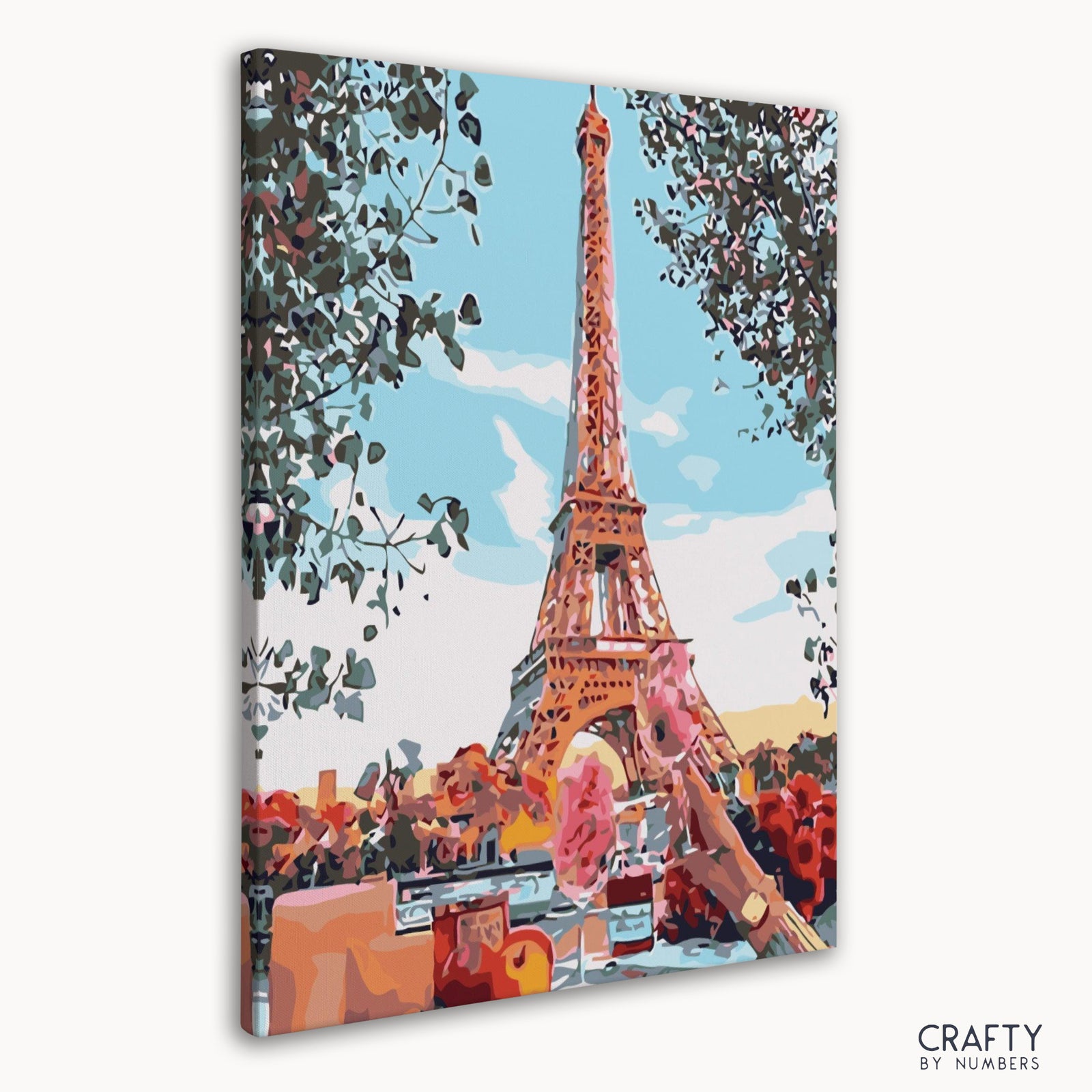 Close-up of eiffel Tower on the numbered canvas
