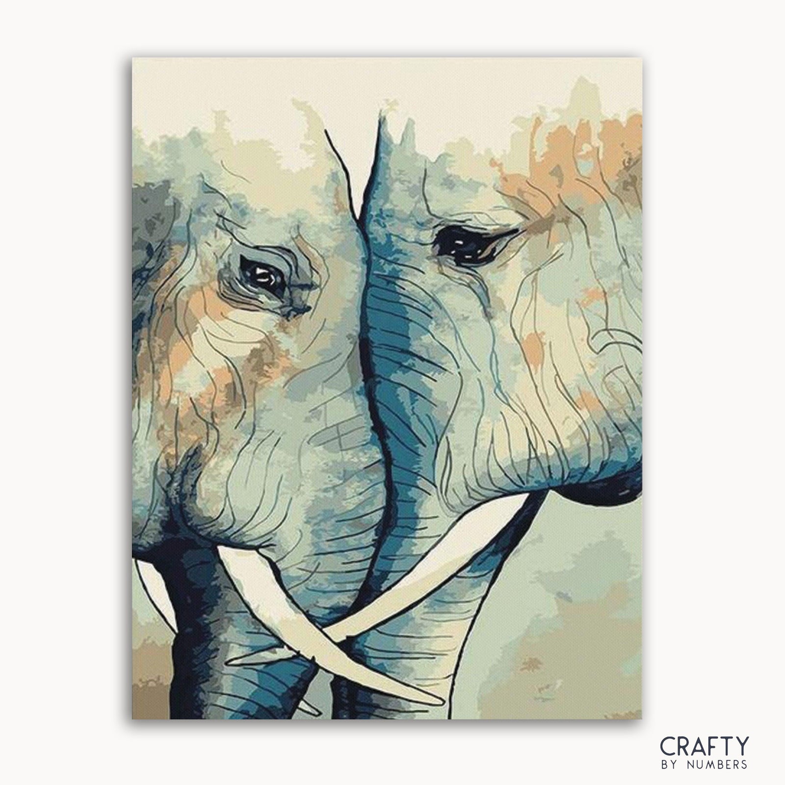 Elephant Couple finished paint by numbers artwork