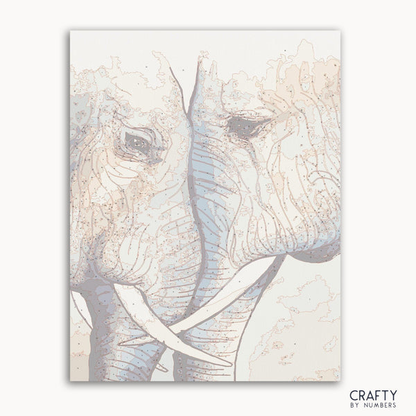 Elephant Couple paint by number featuring vibrant colors inspired by famous paintings van gogh famous paintings and famous landscape paintings.