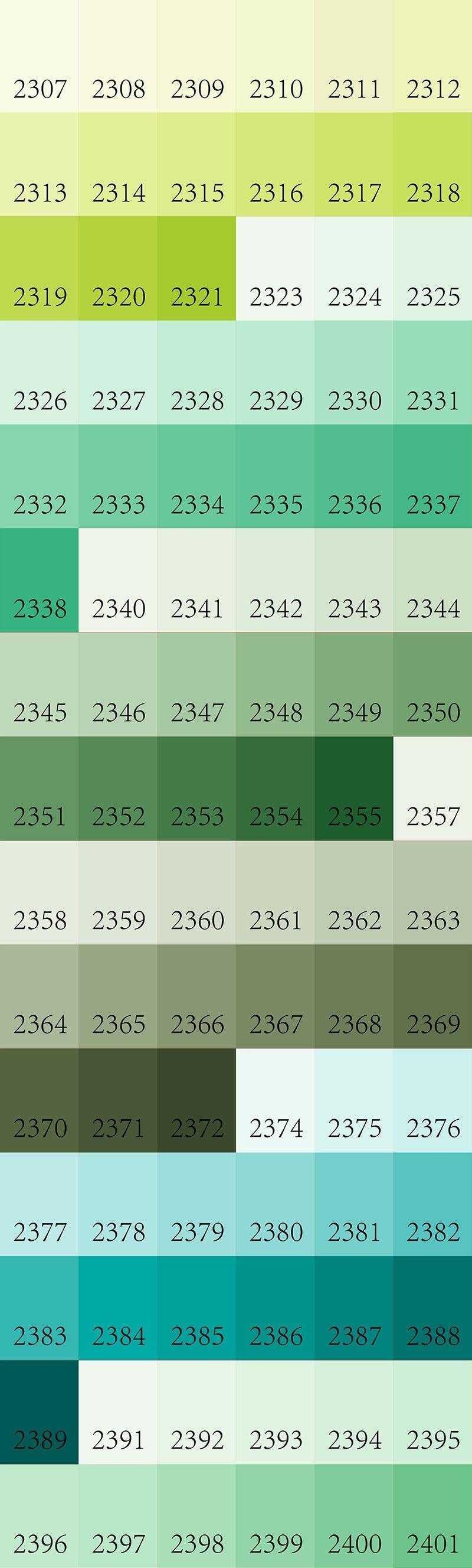 Color swatch with various shades of green and blue