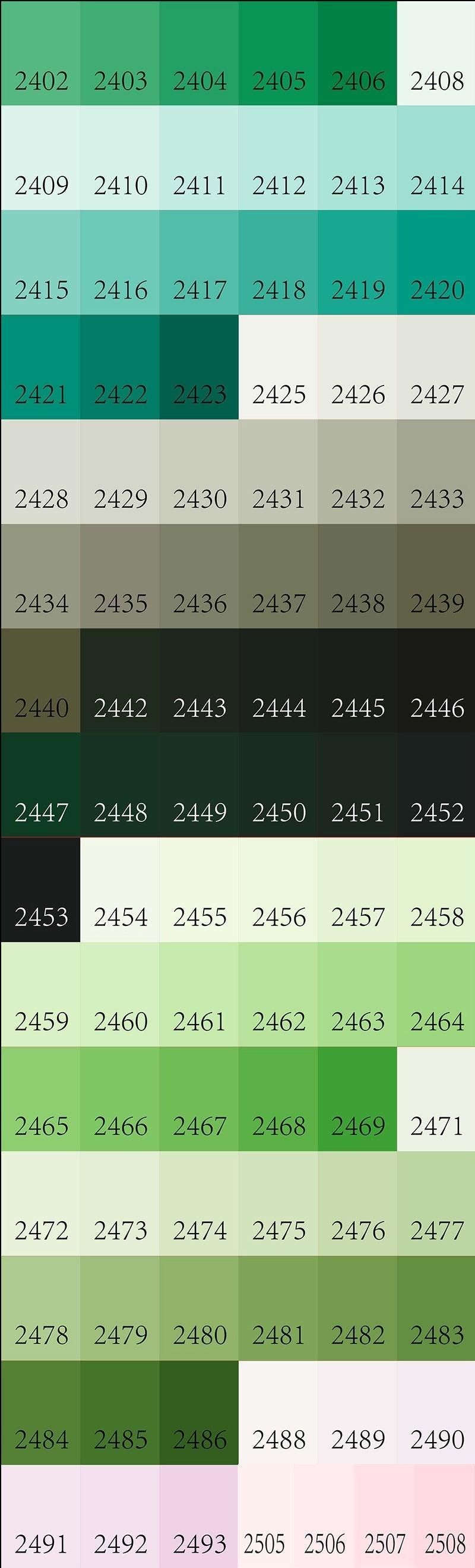 Color swatch with various shades of green and black